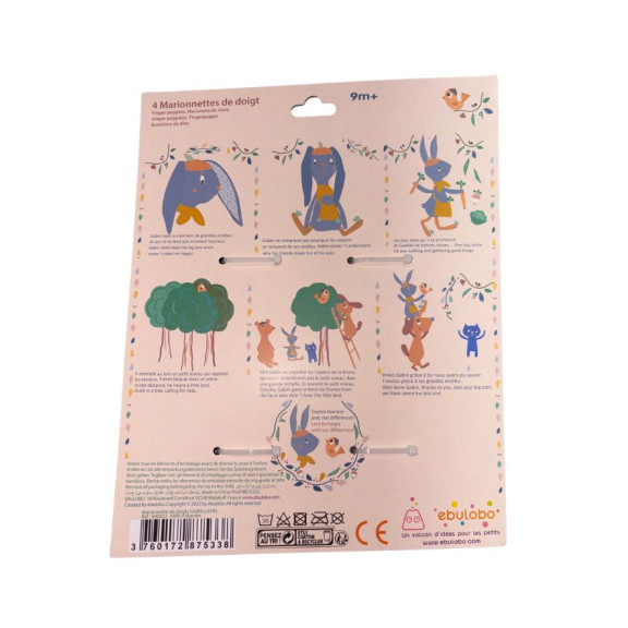 Set 4 marionnettes de doigt "Gabin lapin"
