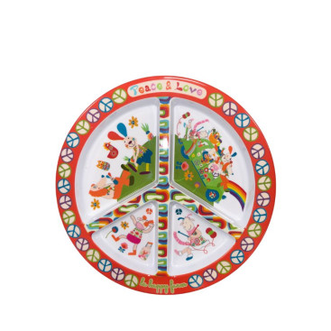 Assiette plate compartimentée "Peace & love"