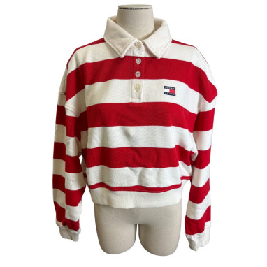 pull &agrave; col rayures rouge