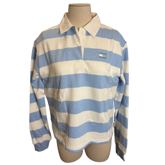 pull &agrave; col rayures bleu ciel