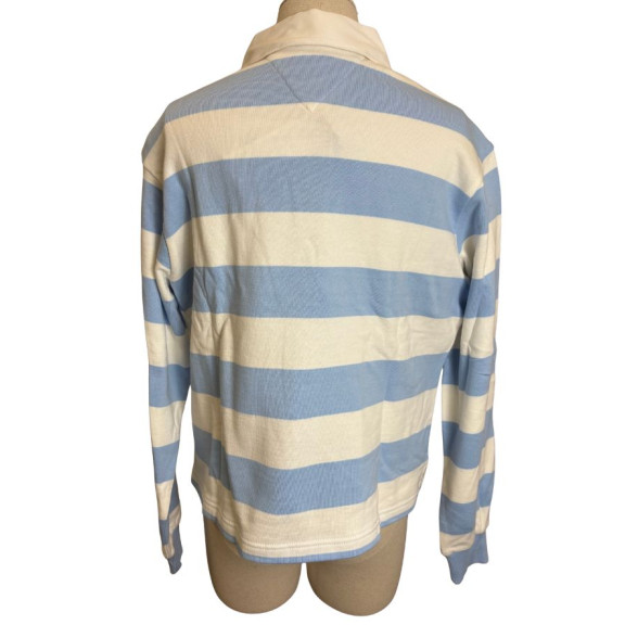 pull &agrave; col rayures bleu ciel